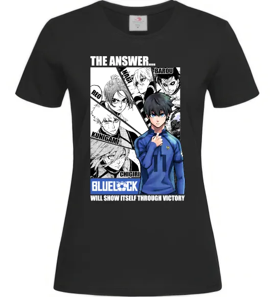Жіноча футболка Blue Lock the answer Чорний фото