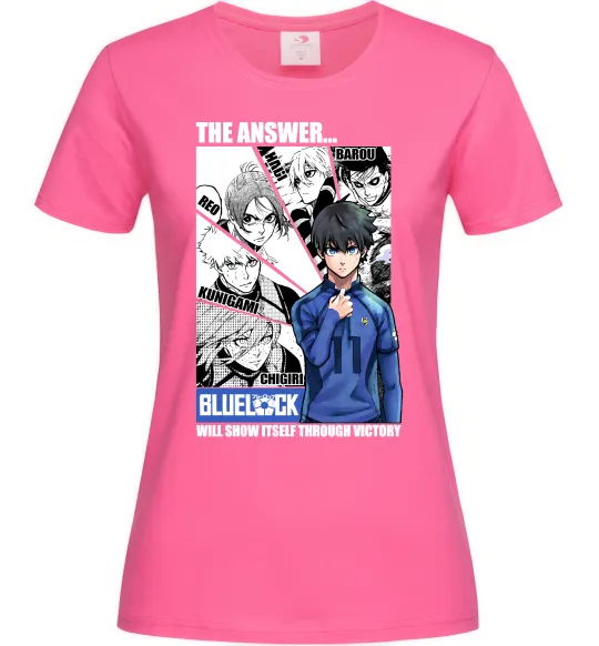 Жіноча футболка Blue Lock the answer Яскраво-рожевий фото