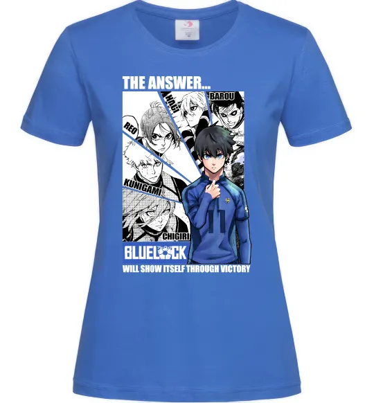 Жіноча футболка Blue Lock the answer Яскраво-синій фото