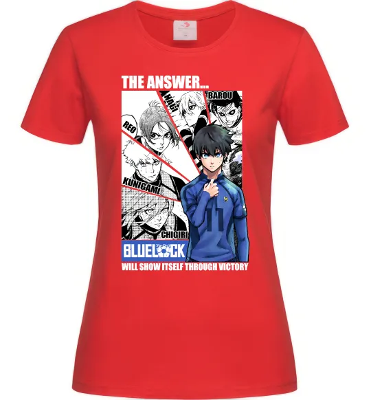 Жіноча футболка Blue Lock the answer Червоний фото