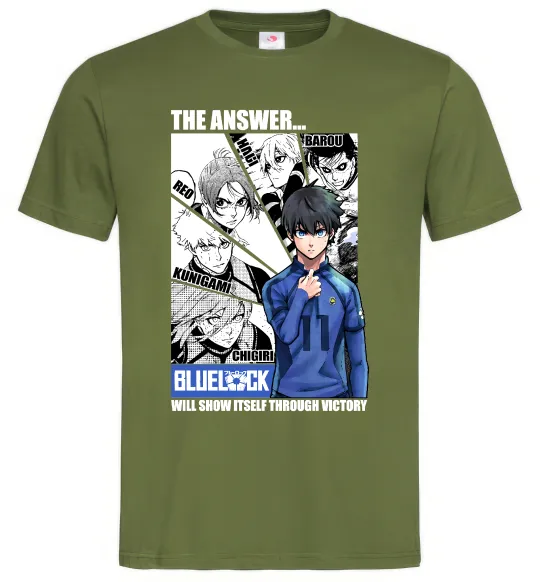 Чоловіча футболка Blue Lock the answer Оливковий фото