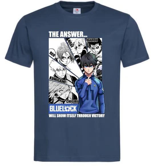 Чоловіча футболка Blue Lock the answer Темно-синій фото