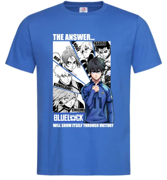 Чоловіча футболка Blue Lock the answer Яскраво-синій фото