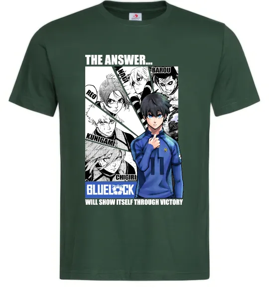 Чоловіча футболка Blue Lock the answer Темно-зелений фото
