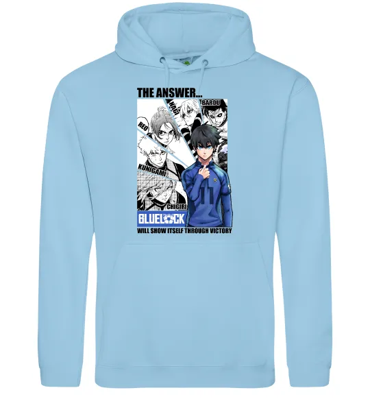 Чоловіча толстовка (худі) Blue Lock the answer Блакитний фото