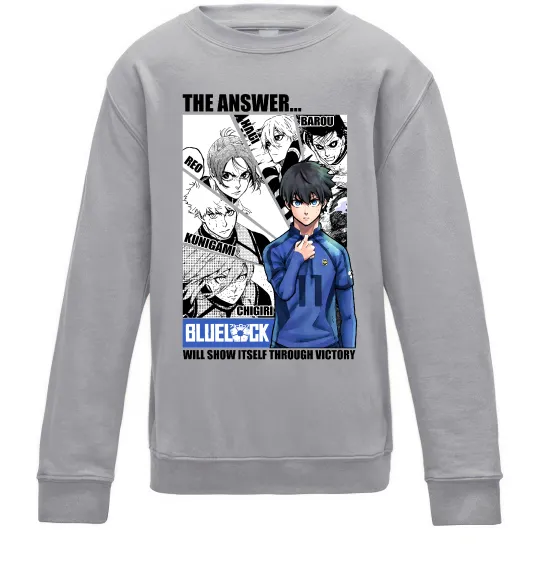 Детский Свитшот Blue Lock the answer Серый меланж фото