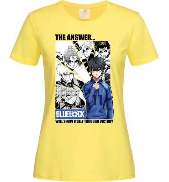 Жіноча футболка Blue Lock the answer Лимонний фото