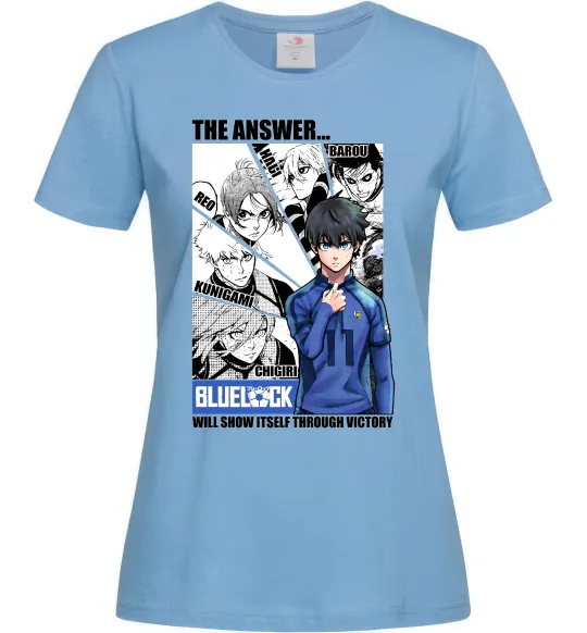 Жіноча футболка Blue Lock the answer Блакитний фото