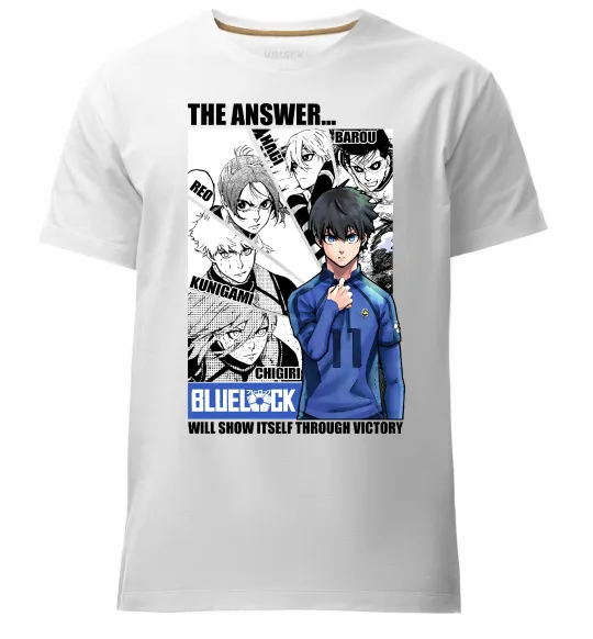 Чоловіча преміум футболка Blue Lock the answer Білий фото
