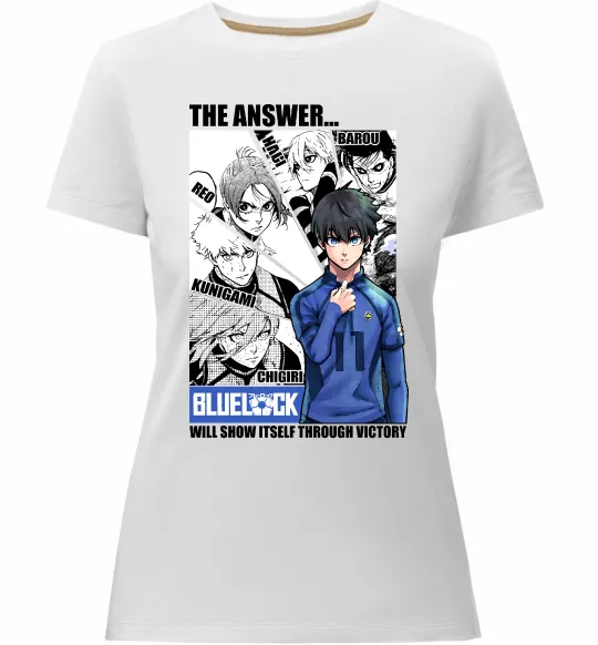 Жіноча преміум футболка Blue Lock the answer Білий фото
