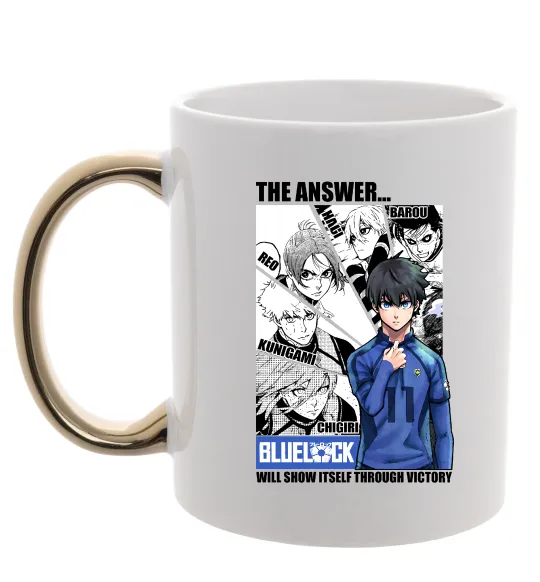 Чашка з кольоровою ручкою Blue Lock the answer Золото фото