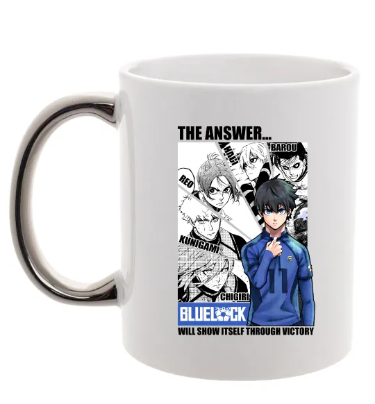 Чашка з кольоровою ручкою Blue Lock the answer Срібло фото