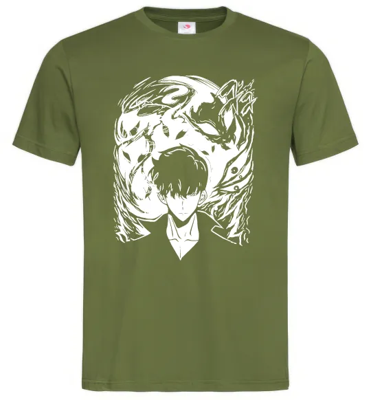 Чоловіча футболка Solo leveling art Оливковий фото