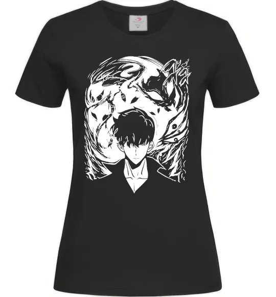 Жіноча футболка Solo leveling art Чорний фото