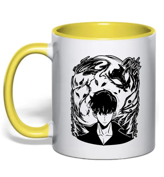 Чашка з кольоровою ручкою Solo leveling art Сонячно жовтий фото