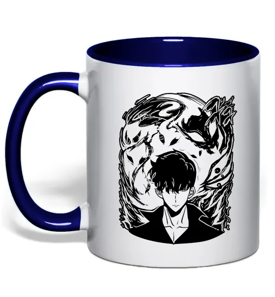 Чашка з кольоровою ручкою Solo leveling art Глибокий темно-синій фото