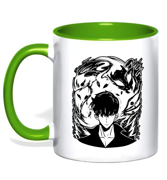 Чашка з кольоровою ручкою Solo leveling art Зелений фото