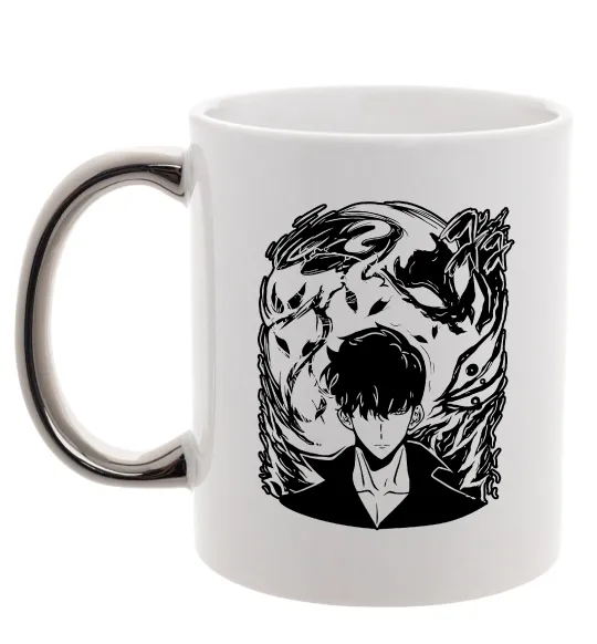 Чашка з кольоровою ручкою Solo leveling art Срібло фото