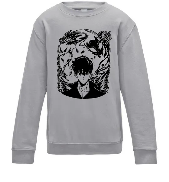 Дитячий світшот Solo leveling art Сірий меланж фото