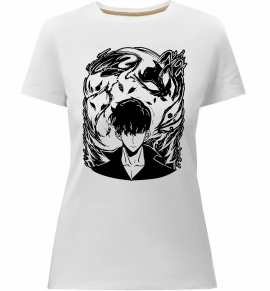 Женская премиум футболка Solo leveling art Белый фото