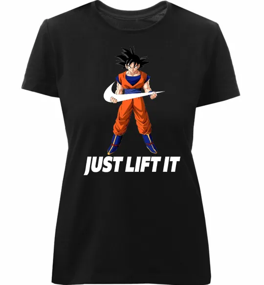 Жіноча преміум футболка DragonBall just lift it Чорний фото