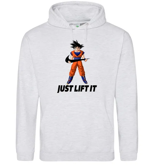 Женская толстовка (худи) DragonBall just lift it Серый меланж фото