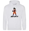 Женская толстовка (худи) DragonBall just lift it Серый меланж фото