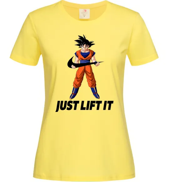Жіноча футболка DragonBall just lift it Лимонний фото