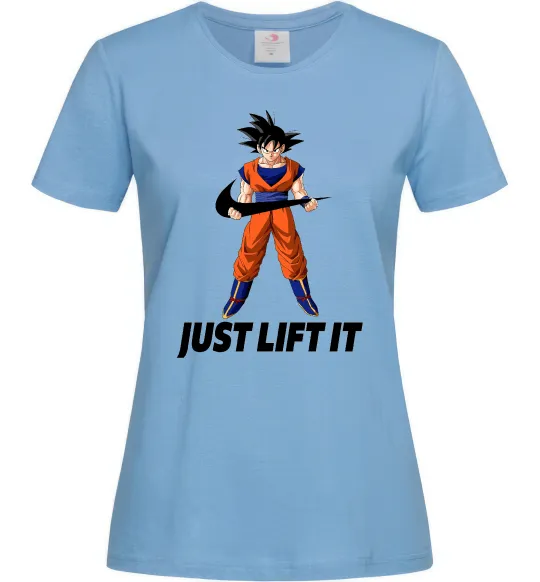 Жіноча футболка DragonBall just lift it Блакитний фото