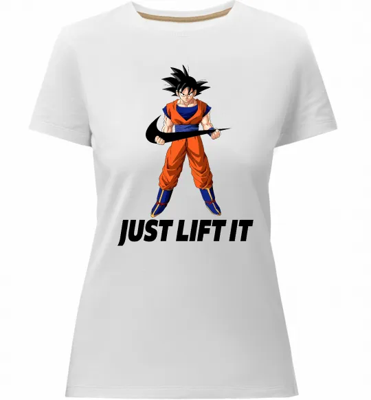 Жіноча преміум футболка DragonBall just lift it Білий фото