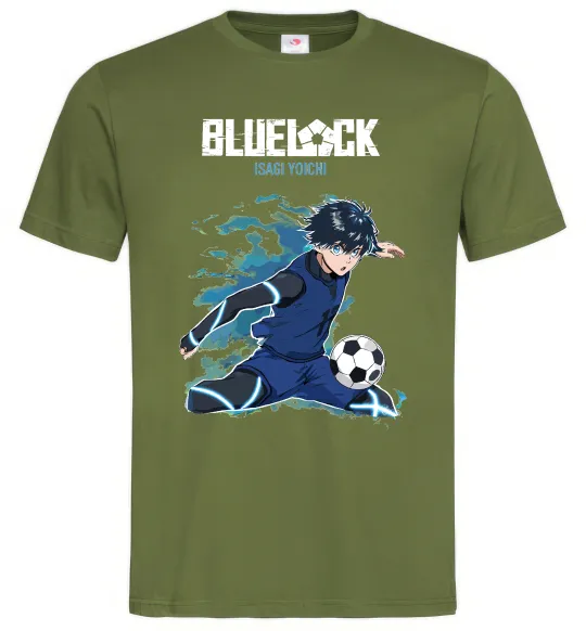 Чоловіча футболка BlueLock Isagi Оливковий фото
