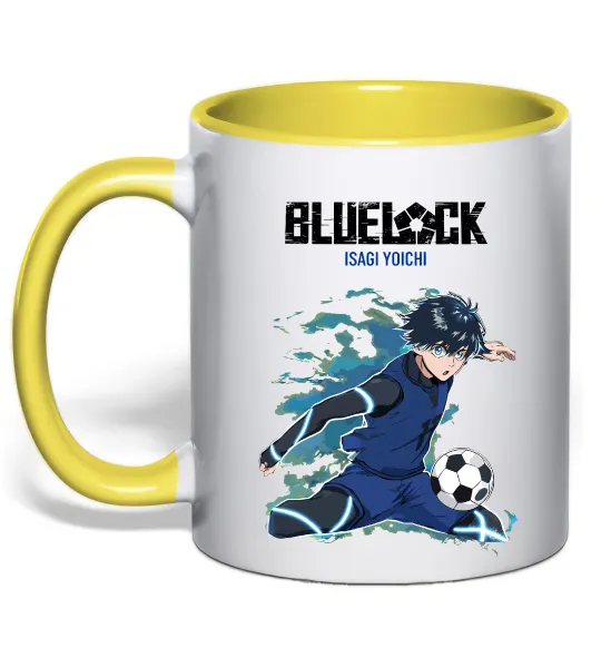 Чашка з кольоровою ручкою BlueLock Isagi Лимонний фото