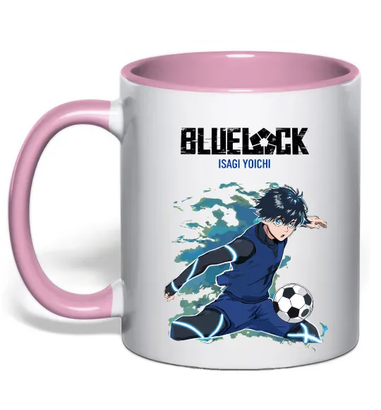 Чашка з кольоровою ручкою BlueLock Isagi Ніжно рожевий фото