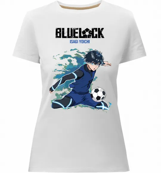 Жіноча преміум футболка BlueLock Isagi Білий фото