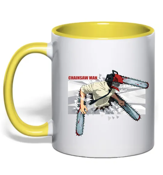 Чашка з кольоровою ручкою Chainsaw man Лимонний фото