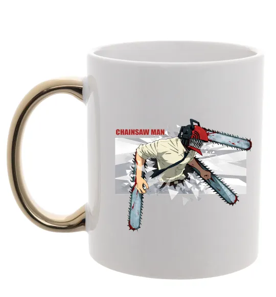 Чашка с цветной ручкой Chainsaw man Золото фото