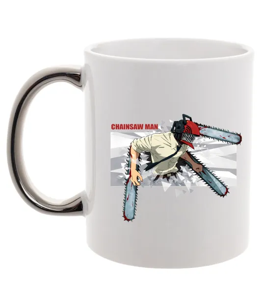 Чашка с цветной ручкой Chainsaw man Серебро фото
