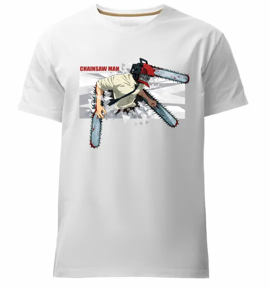 Мужская премиум футболка Chainsaw man Белый фото