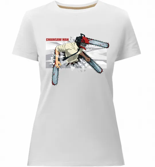 Женская премиум футболка Chainsaw man Белый фото