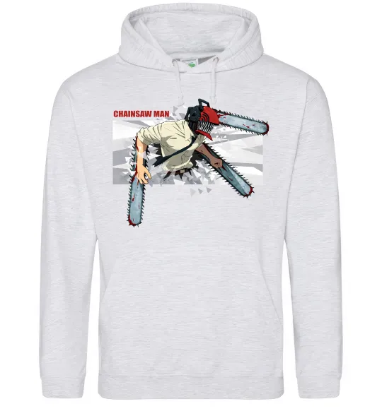 Мужская толстовка (худи) Chainsaw man Серый меланж фото