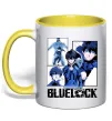 Чашка з кольоровою ручкою BlueLock колаж Сонячно жовтий фото