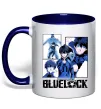 Чашка з кольоровою ручкою BlueLock колаж Глибокий темно-синій фото