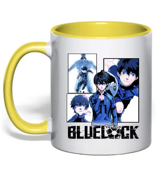 Чашка з кольоровою ручкою BlueLock колаж Лимонний фото