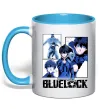 Чашка з кольоровою ручкою BlueLock колаж Блакитний фото