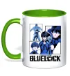 Чашка з кольоровою ручкою BlueLock колаж Зелений фото