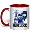 Чашка з кольоровою ручкою BlueLock колаж Червоний фото