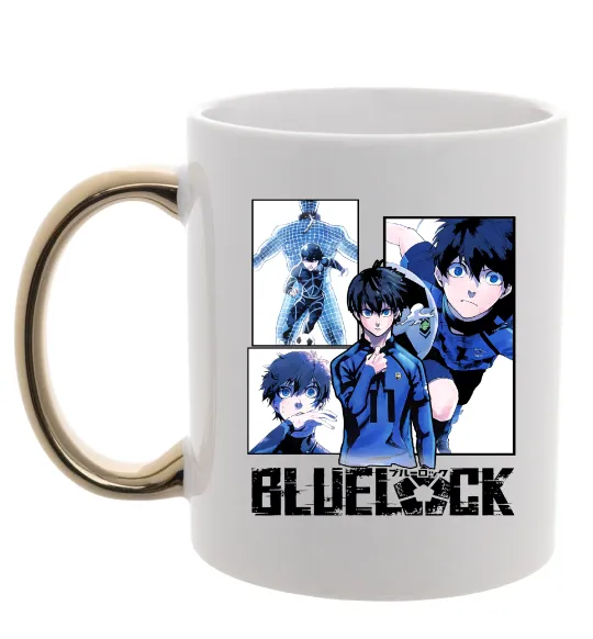 Чашка з кольоровою ручкою BlueLock колаж Золото фото