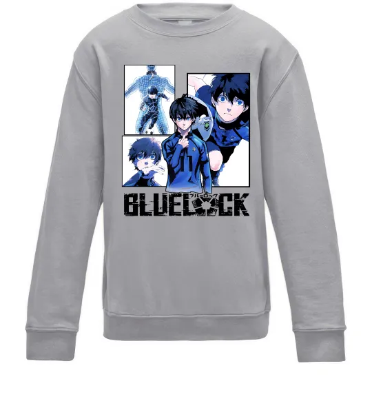 Детский Свитшот BlueLock колаж Серый меланж фото