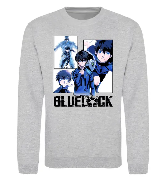 Свитшот BlueLock колаж Серый меланж фото
