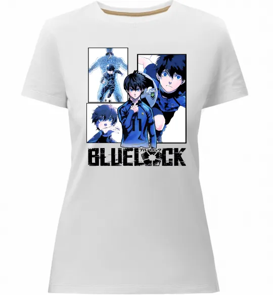 Жіноча преміум футболка BlueLock колаж Білий фото